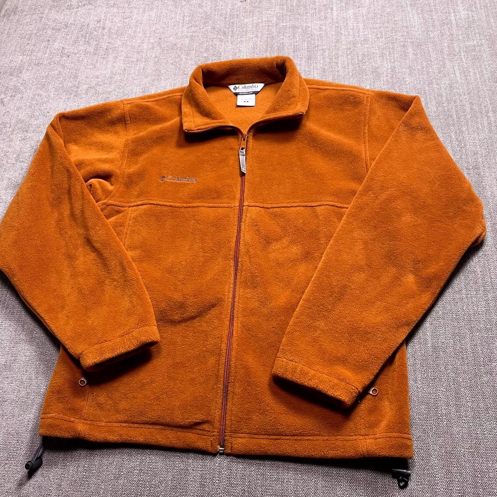 Columbia Sportswear Fleece Jacket Mens M Brown Spread Collar Full Zip Outdoor